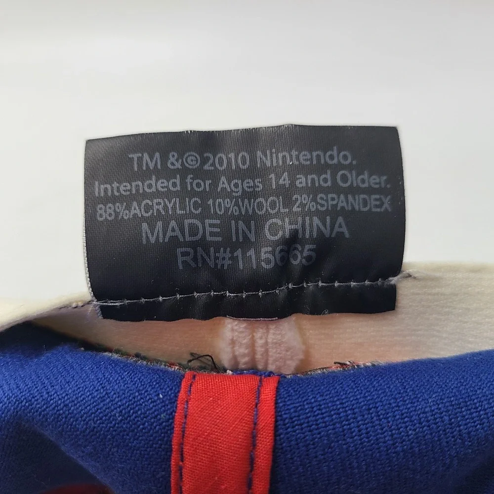 Super Mario Hat (Seems L-XL) Flex Fitted‎ Wool Blend Video Game Blue Red Casual